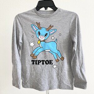 Hybrid Big Boys Gray Reindeer Graphic T-Shirt Size Large Long Sleeves Pullover